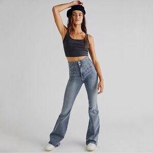 Free People We The Free Jayde Flare High Waist Jeans Steel Blue 25